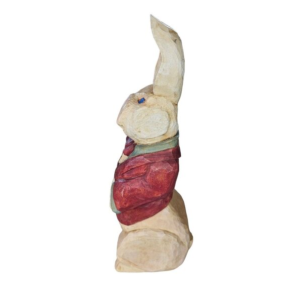 Handcarved Intricate Dressed Bunny Rabbit In Formal Suit Handpainted Signed Rose - Picture 6 of 13